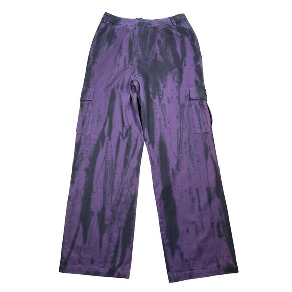 Petals by Petals and Peacocks Pants Juniors 7 Purple Tie Dye Cargo High Waist - Picture 3 of 6